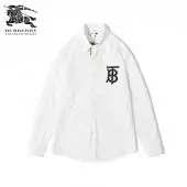 chemise burberry pas cher homme shirts embroidery bt blanc